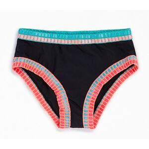 Bikini Bottom Beach Lingo Kids Embroidery Binding Swim Black Summer Size 10 NWT